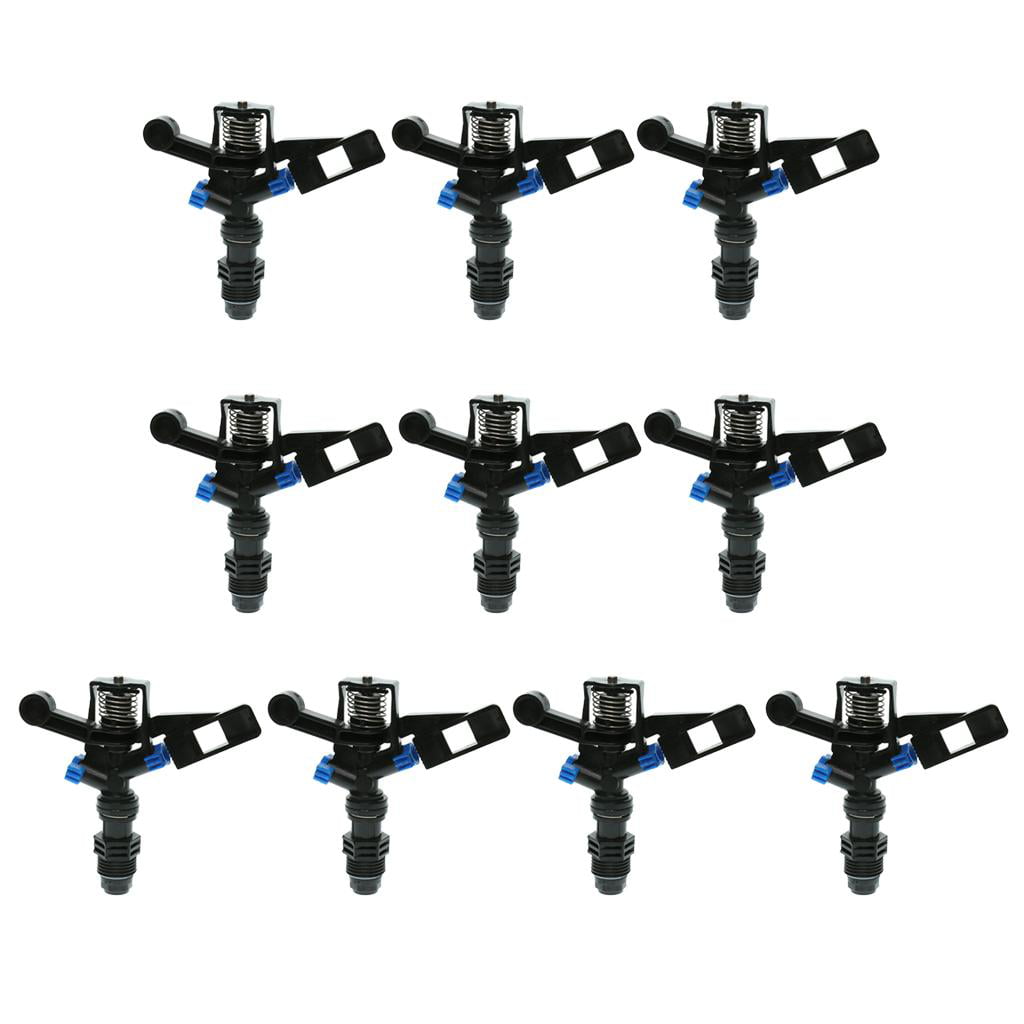 10Pcs 1/2 Inch Impact Sprinkler Adjustable Lawns Gardens Watering Multi-Function - DN15 Black