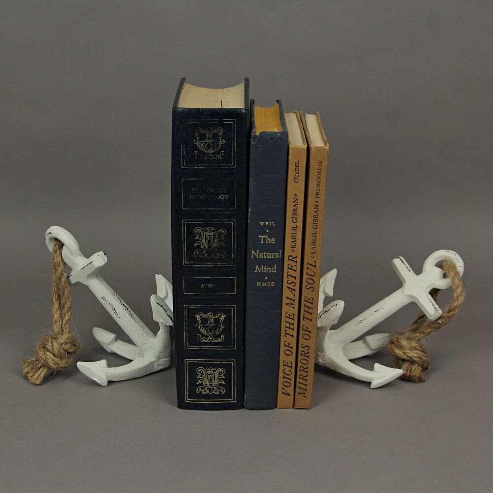 Set Of 2 Cast Iron Ship Anchor Bookends Nautical Home Decor Sculptures   4.75 X 4.5 X 3.25 inches