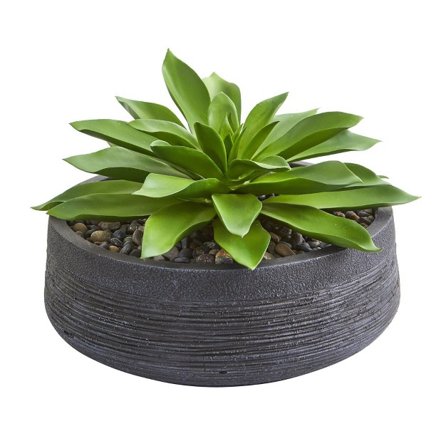 Nearly Natural 10-in Large Succulent Artificial Plant In Decorative Bowl