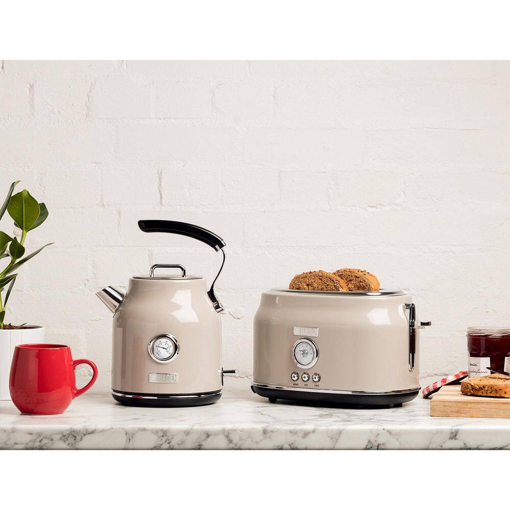 HADEN Retro Style 12 Cup Programmable Coffee Maker with 2 Slice Toaster Beige 75028 + 75003-HD