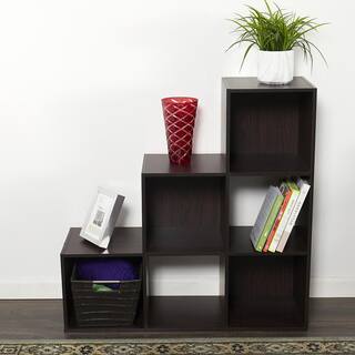 Home Basics Open and Enclosed Tiered Espresso 6 MDF Cube Organizer HDC92671