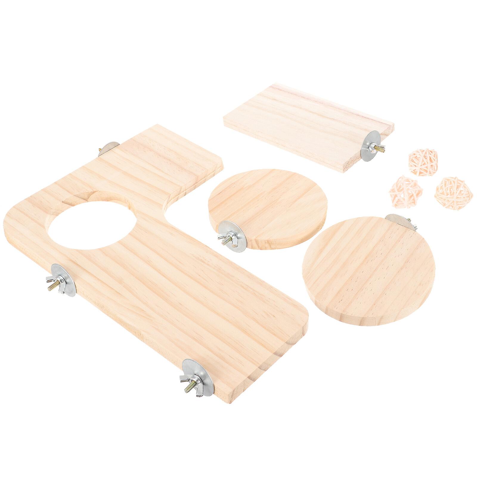 1 Set Squirrel Gerbil Platform Chinchilla Board Toy Dwarf Hamster Pedal Wooden Platform And Ball Toy