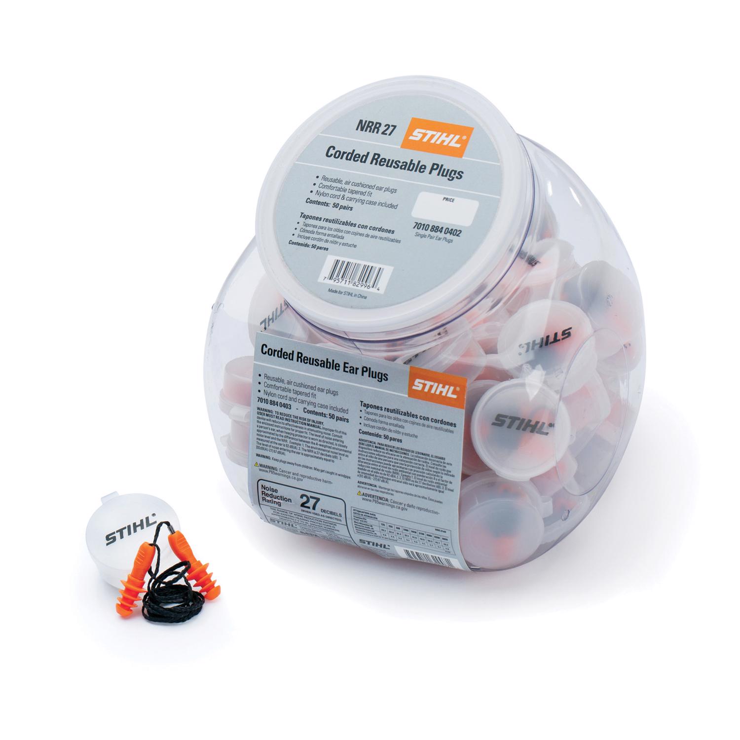 STIHL NRR 27 Corded Ear Plugs Orange 50 pair