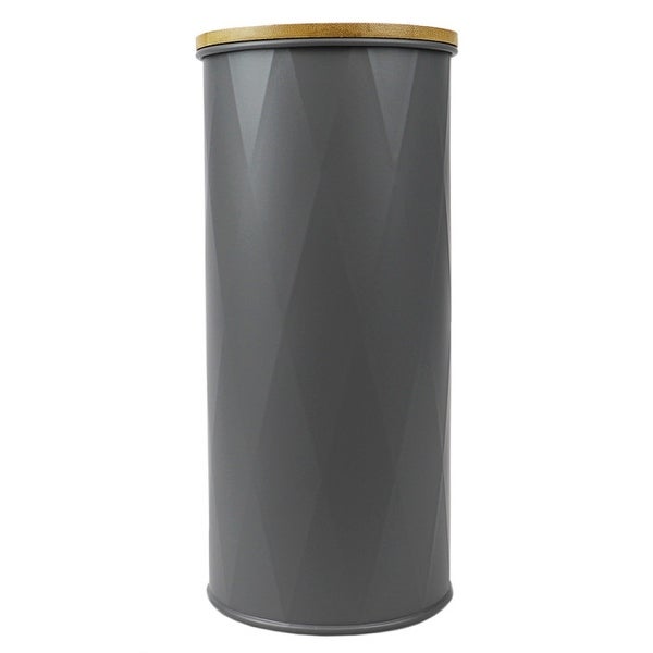 2.2 ml Large Tin Canister with Bamboo Lid， Grey