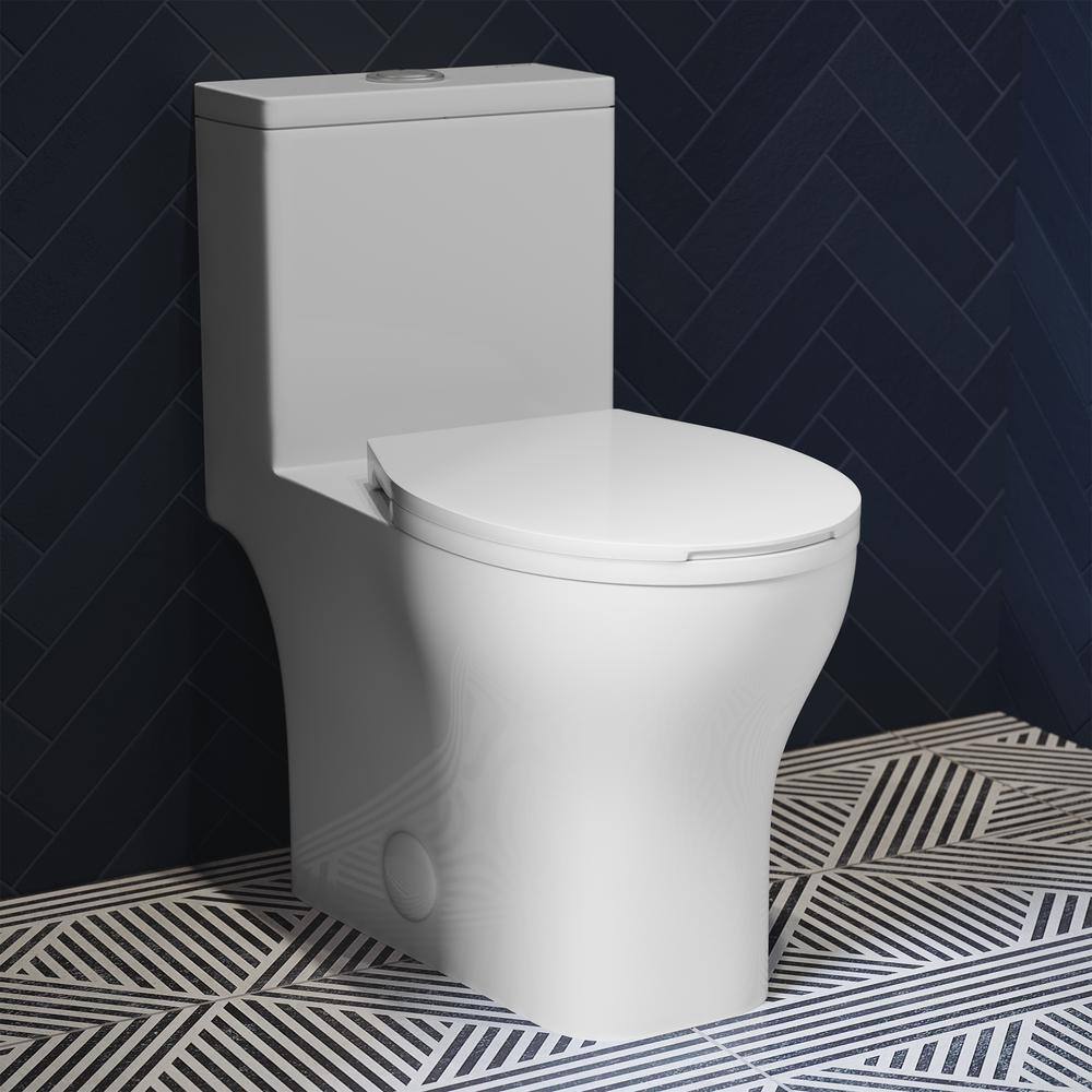 Swiss Madison Sublime III 1-piece 0.951.26 GPF Dual Flush Round Toilet in White Seat Included SM-1T271