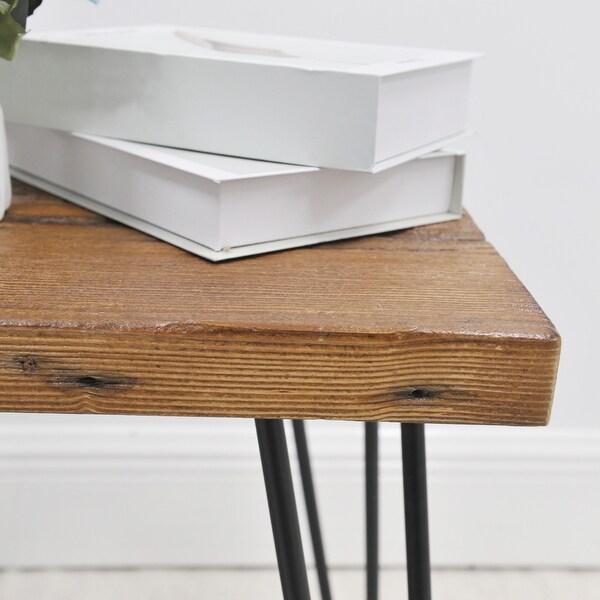 Greenage Wood End Table with Iron Legs