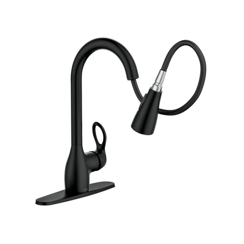 MOEN Kleo Single-Handle Pull-Down Sprayer Kitchen Faucet with Reflex and Power Clean in Matte Black CA87011BL