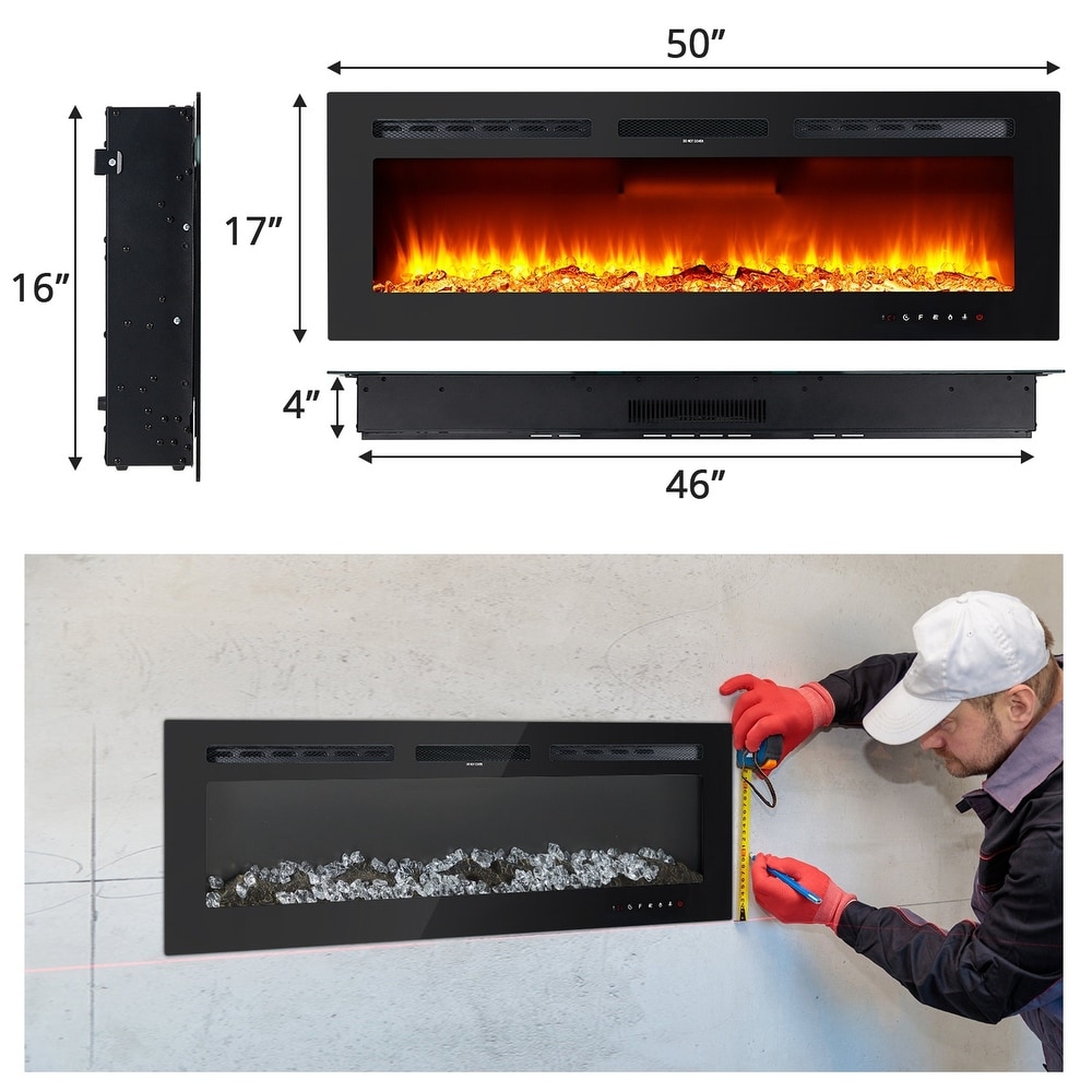 Ultra Thin Recessed Wall Mounted Electric Fireplace Heater