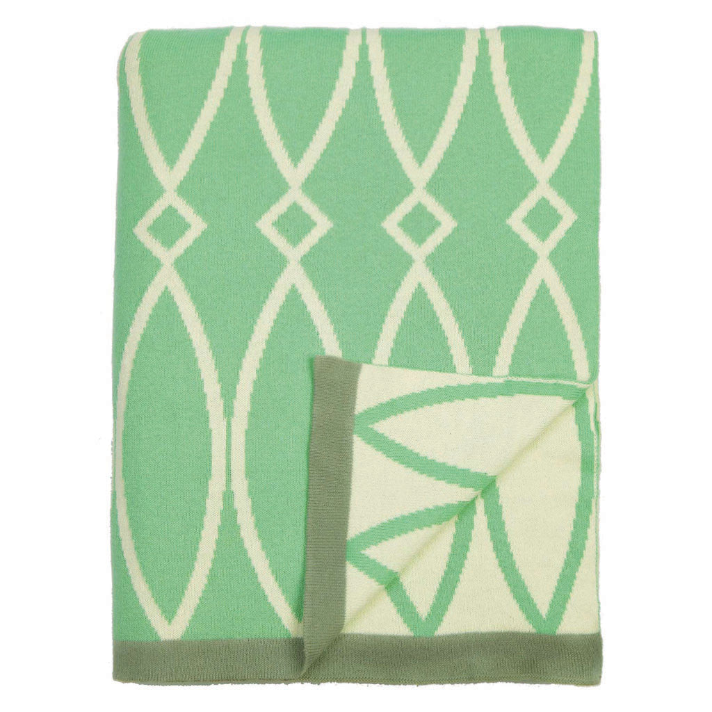 Green Geometric Reversible Patterned Throw