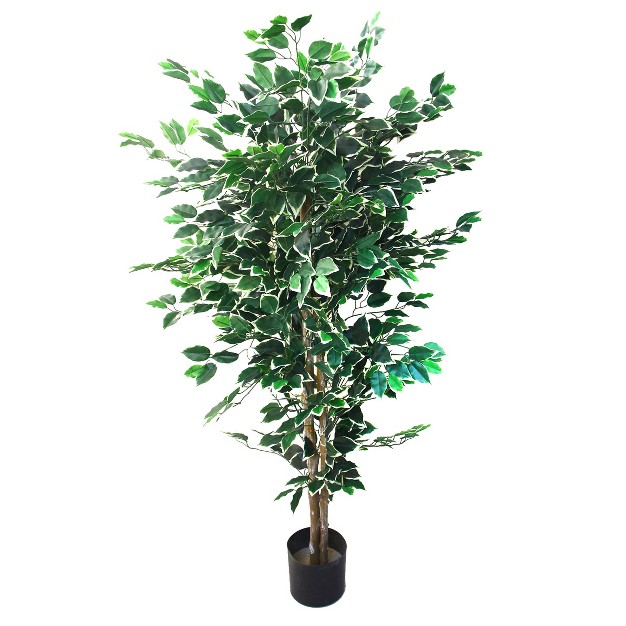 Nature Spring 5 Foot Tall Artificial Faux Ficus Tree With Planter