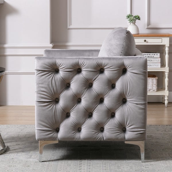 Tufted Button Accent Chair with Steel Legs