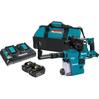 Makita 18V X2 LXT 36V 1-18 in. Brushless Cordless Rotary Hammer Kit with HEPA Dust Extractor AFT AWS Capable 5.0 Ah XRH10PTW