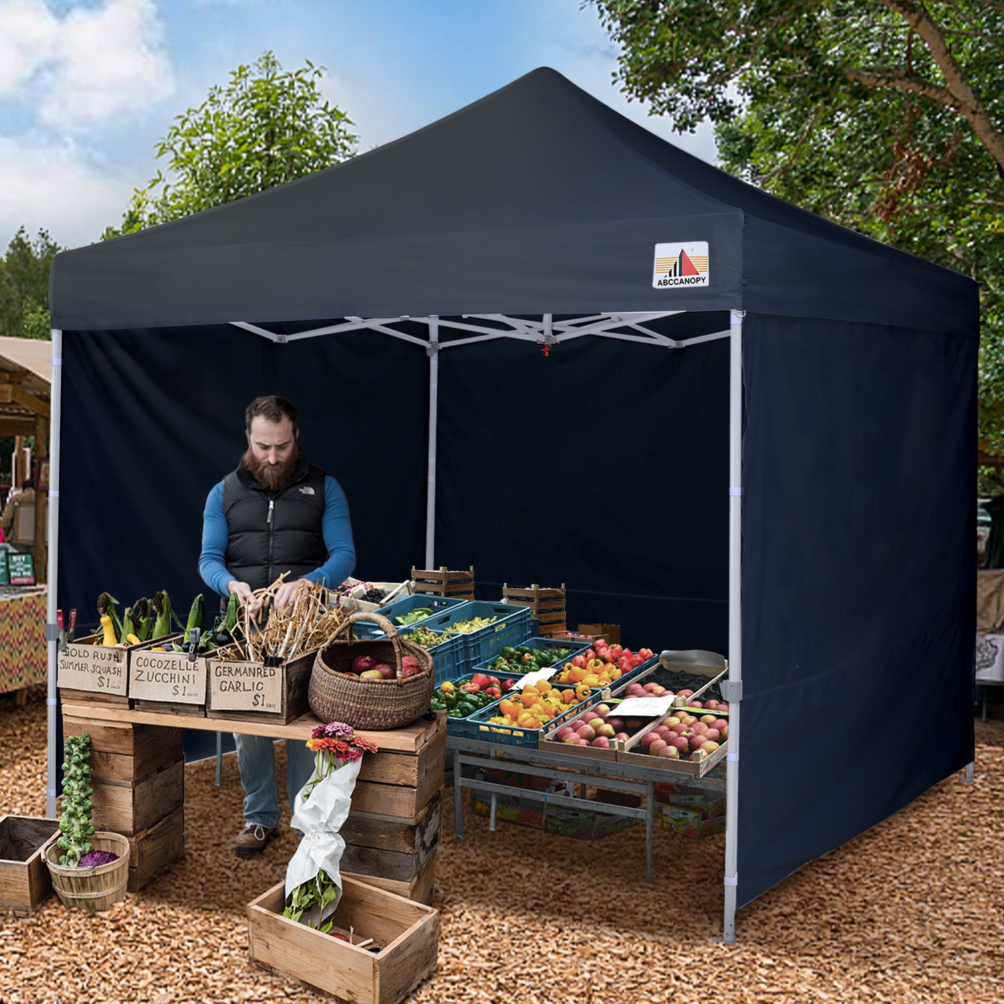 ABCCANOPY 10 ft x 10 ft Metal Pop-Up Commercial Canopy Tent with walls, Black