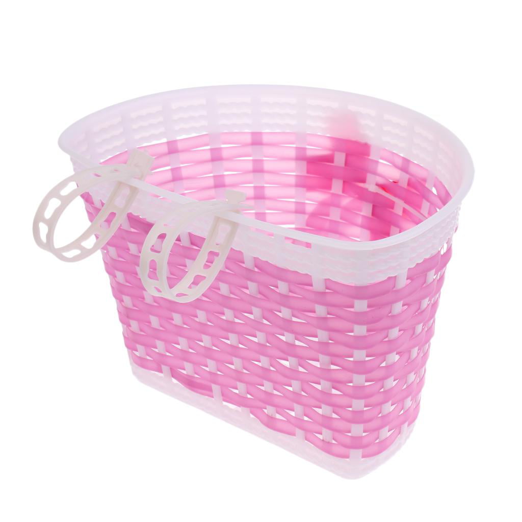 2 Pcs Girl bike Front Basket For Front / Handlebar Mountable Basket and Pink