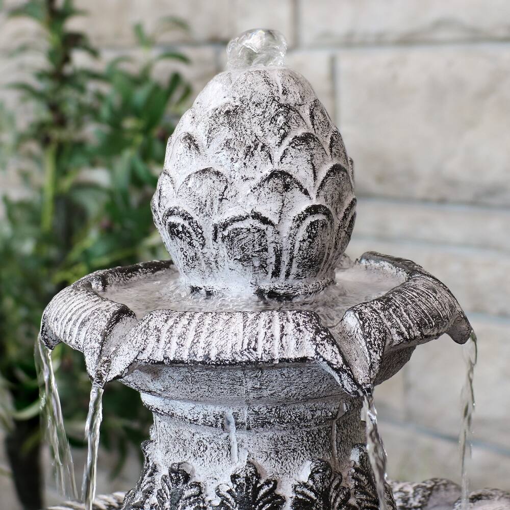 Sunnydaze Mediterranean Inspired 3 Tier Outdoor Water Fountain   Gray   45\