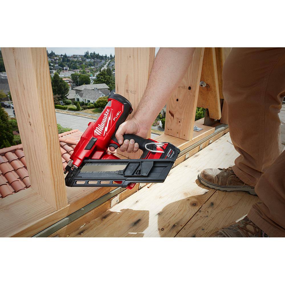 MW M18 FUEL 18V Lithium-Ion Cordless 7-14 in. Rear Handle Circular Saw with 30-Degree Framing Nailer (2-Tool) 2830-20-2745-20