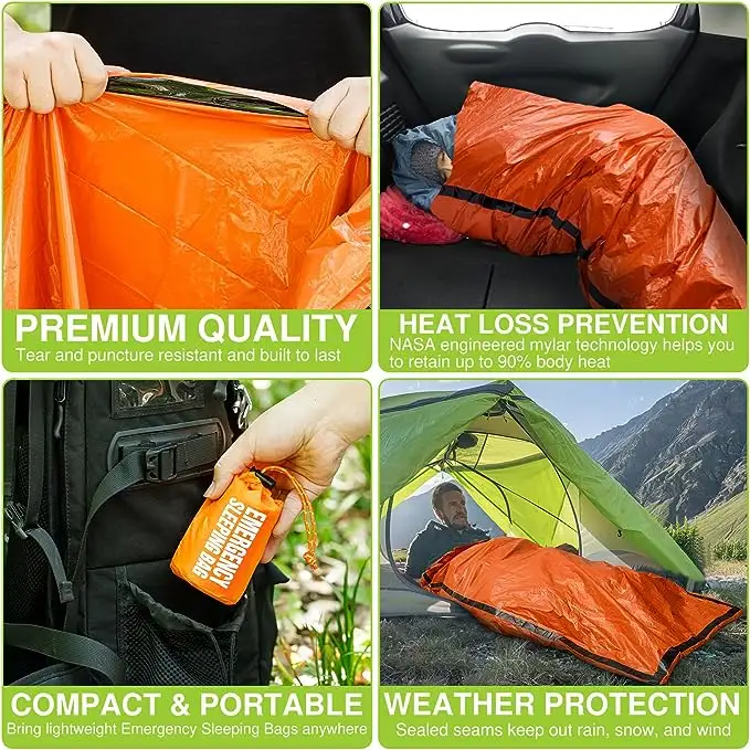 Emergency sleeping bag  suitable for outdoor camping  hiking  portable thermal sleeping bag