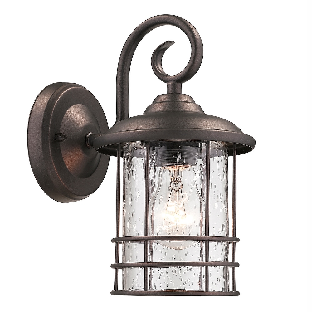 1 Light Oil Rubbed Bronze Outdoor Wall Mount Sconce   12\