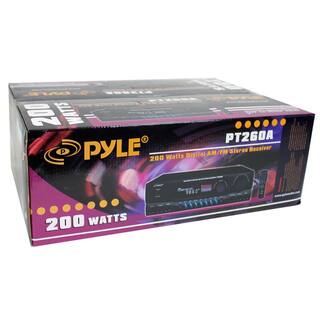 Pyle Four 200-Watt Outdoor Speakers Plus PT260A 200-Watt Stereo Theater Receiver 2 x PLMR24 + PT260A