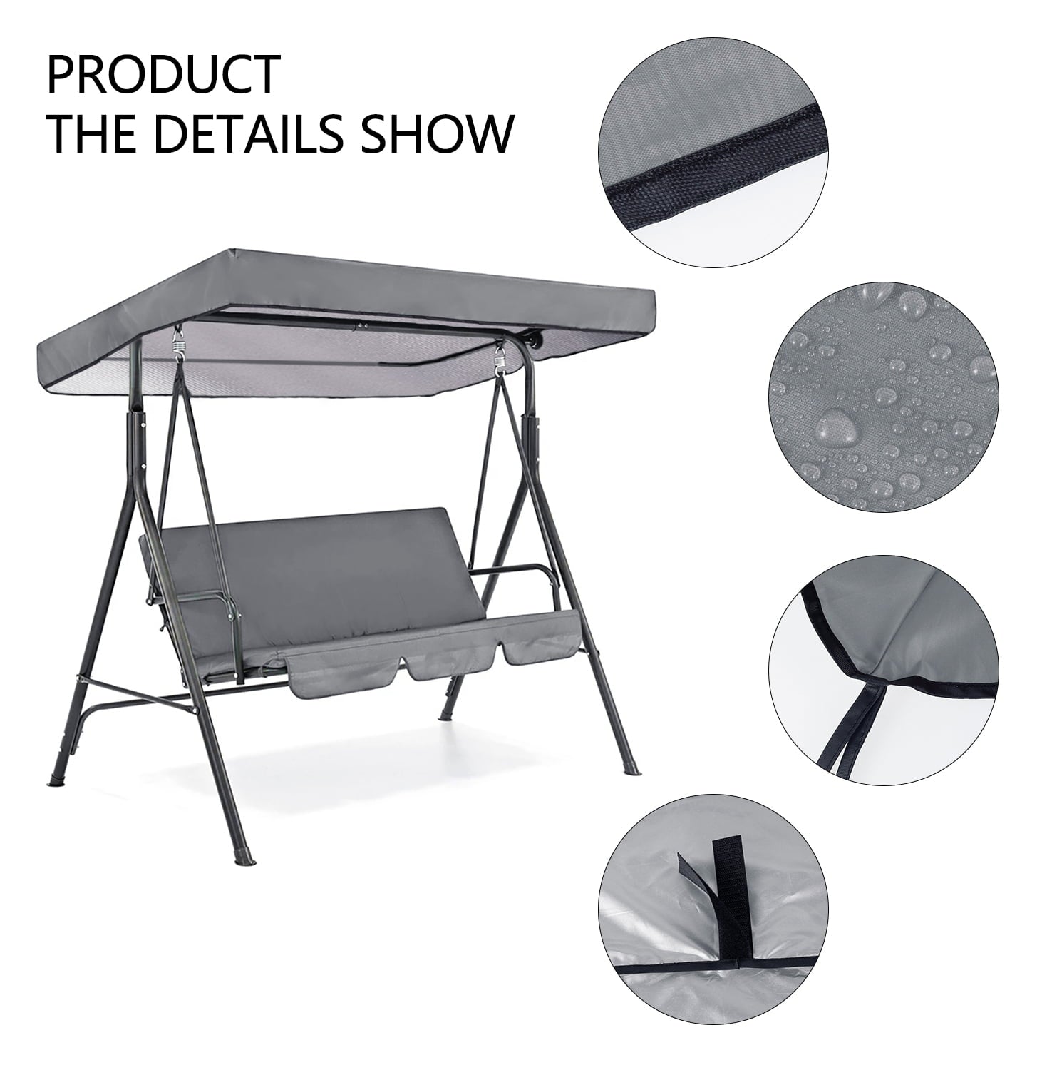 HOTBEST Garden Swing Seat Replacement Canopy,Swing Chair Cover, Waterproof 2 & 3 Seater Hammock Cover Top for Outdoor Patio Poolside, Balcony(no shelf)