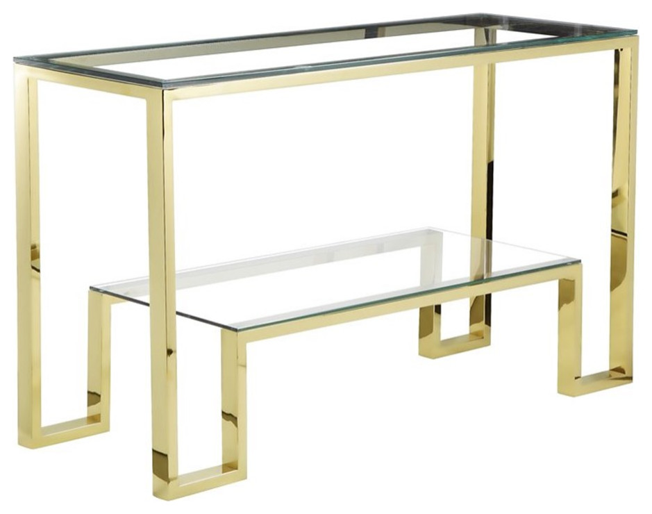 American Home Classic Laurence Modern Metal Console Table in High Polish Gold   Contemporary   Console Tables   by Homesquare  Houzz