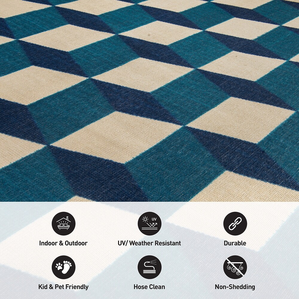 Contemporary Geometric Flatweave Indoor/Outdoor Area Rug