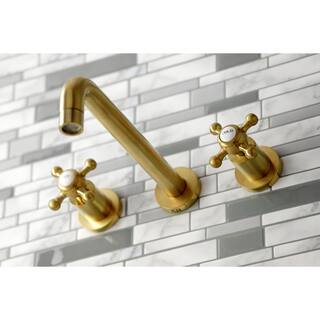 Kingston Brass Metropolitan 2-Handle Wall Mount Roman Tub Faucet in Brushed Brass HKS8027BX