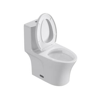 ANGELES HOME 12 in. Rough-In 1-piece 1.27 GPF Dual Flush Elongated Toilet in Glossy White Seat Included MOPT-272