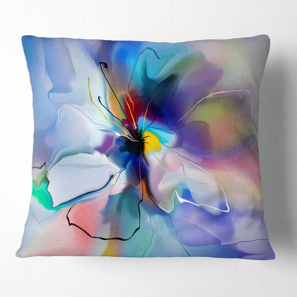 Designart 'Abstract Creative Blue Flower' Floral Throw Pillow