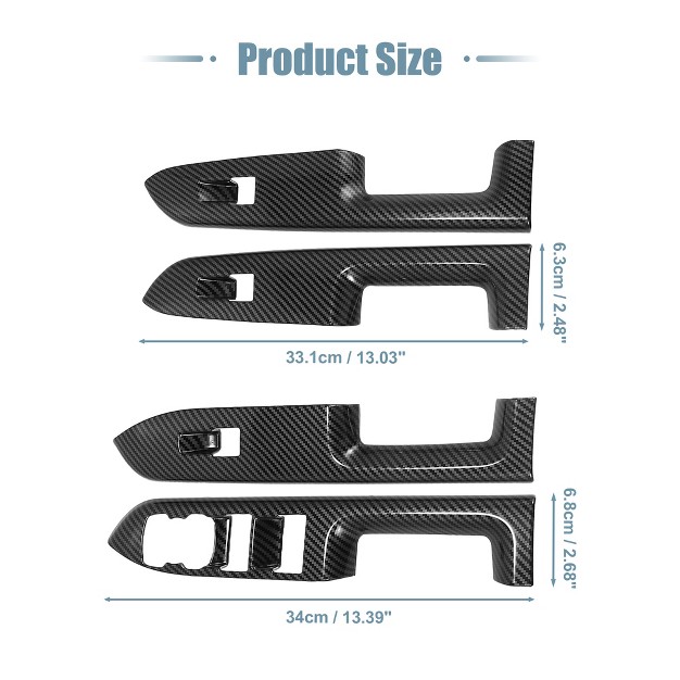 Unique Bargains Window Lift Switch Panel Frame Cover Trim For Ford Bronco Sport 2021 Black Carbon Fiber 4pcs