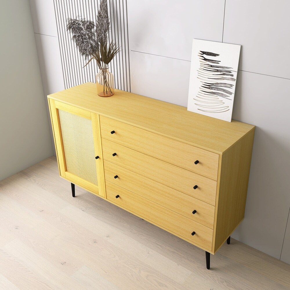 55 inch Wood Sideboard with 4 Long Drawers