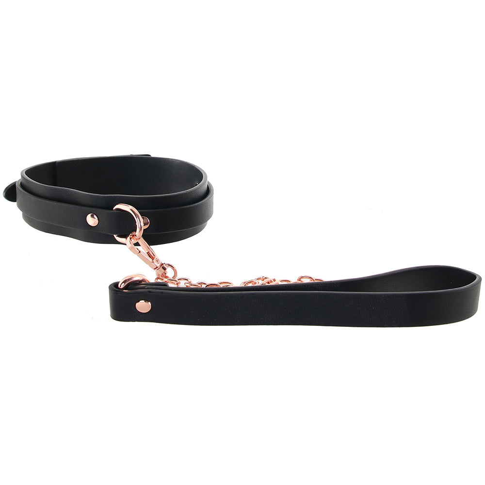 Bondage Couture Collar & Leash in Rose Gold