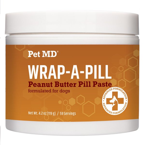 Pet MD Wrap-A-Pill Peanut Butter Flavor Pill Paste Dog and Cat Supplement， 4.2-oz tub