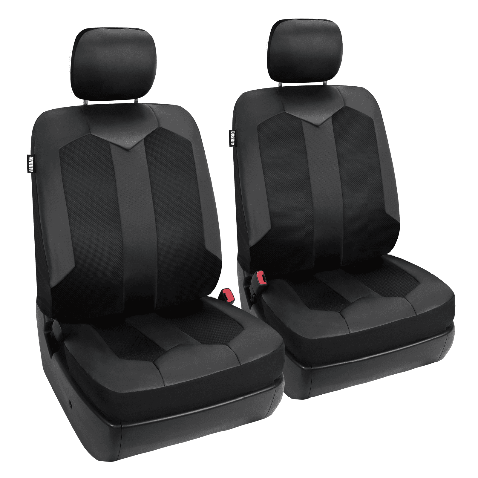 Season Guard Galaga Seat Cover， Fits Cars SUVs Trucks， Black Faux Leather， Universal Fit， 2pc Kit