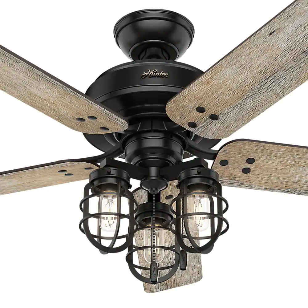 Port Isabel 52 in. LED Indoor/Outdoor Matte Black Ceiling Fan with Light Kit