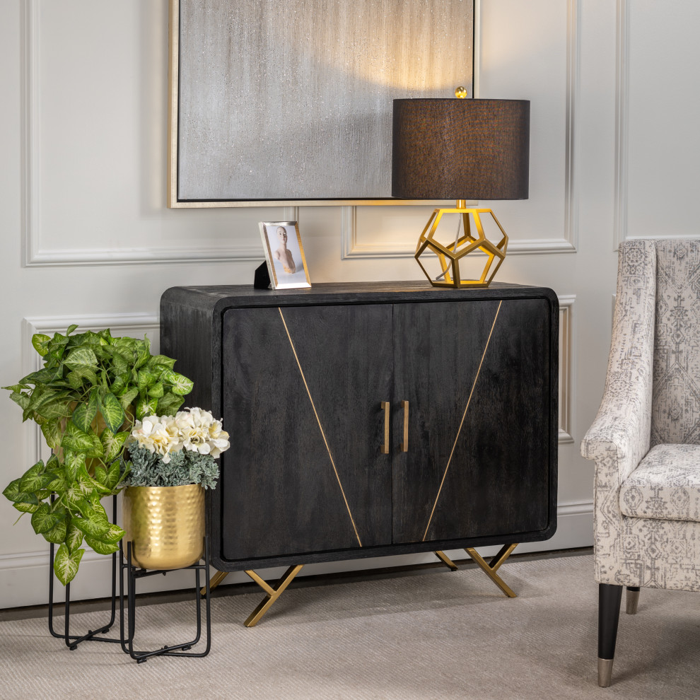 Belaire 32 quot2 Door Wood Cabinet   Midcentury   Accent Chests And Cabinets   by Crestview Collection  Houzz