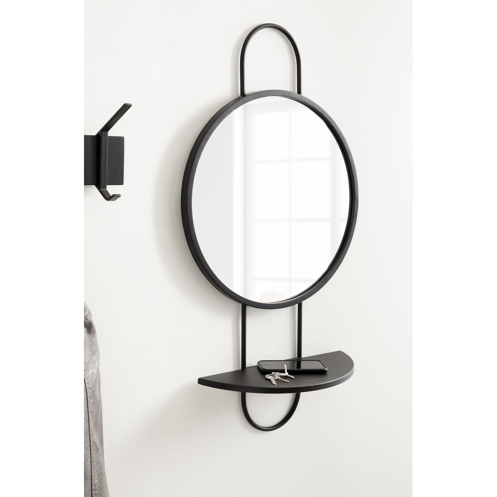 Kate and Laurel Patel Round Mirror with Shelf