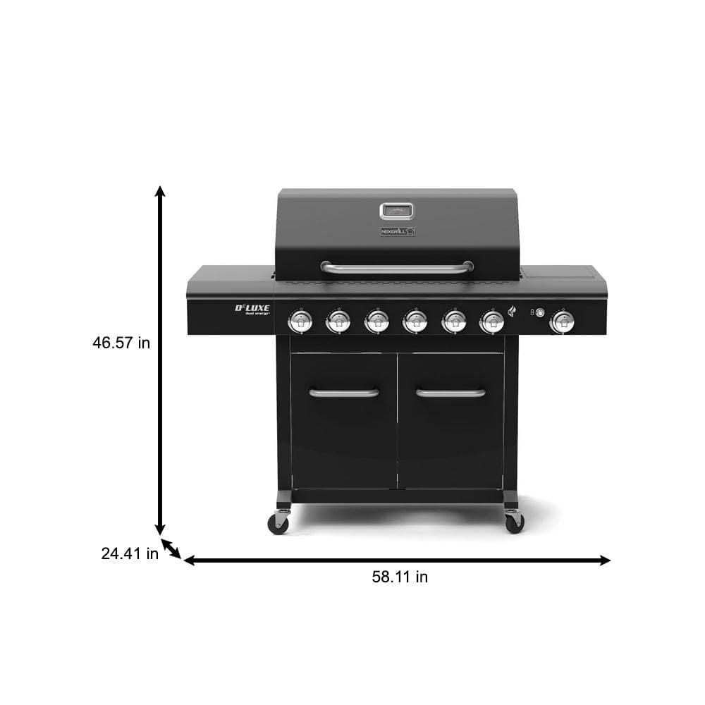 Nexgrill Deluxe 6Burner Propane Gas Grill in Black with Side Burner