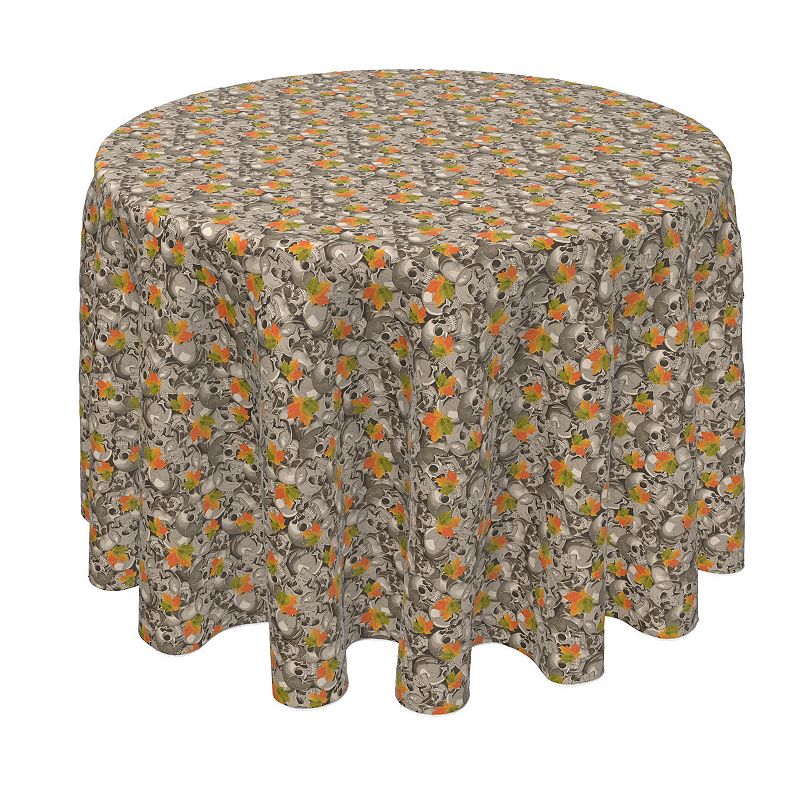 Round Tablecloth， 100% Polyester， 90 Round， Steel Fall Skulls