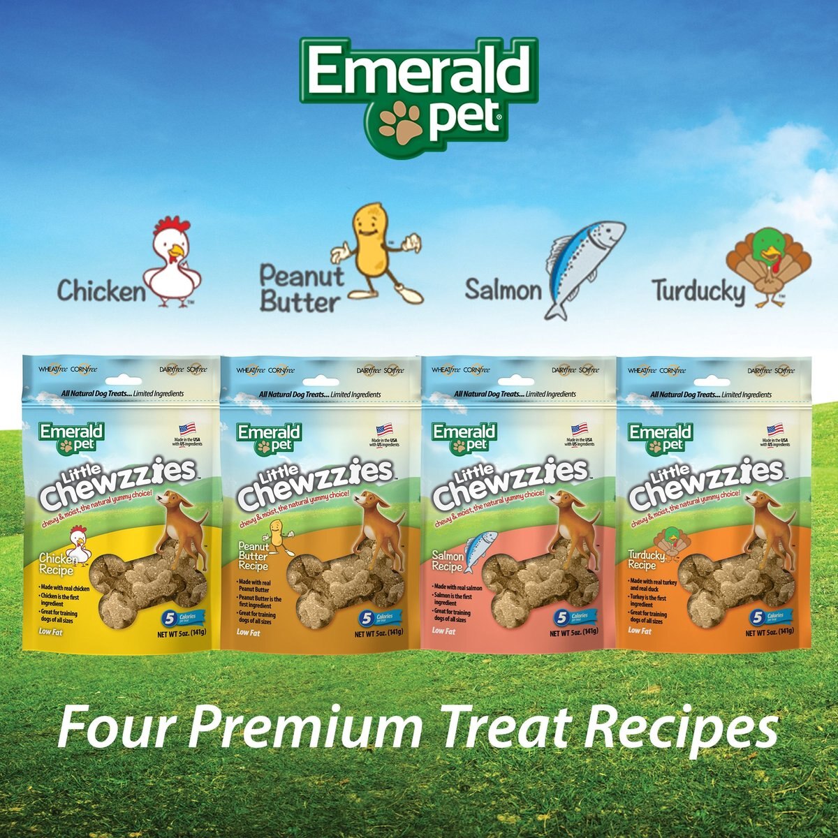 Emerald Pet Little Chewzzies Salmon Recipe Chicken-Free Dog Treats