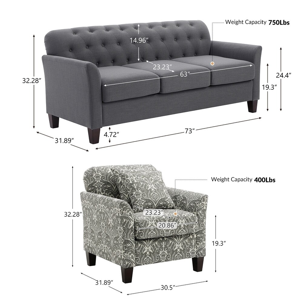 Julia Transitional Living Room Set with Removable Cushions by HULALA HOME