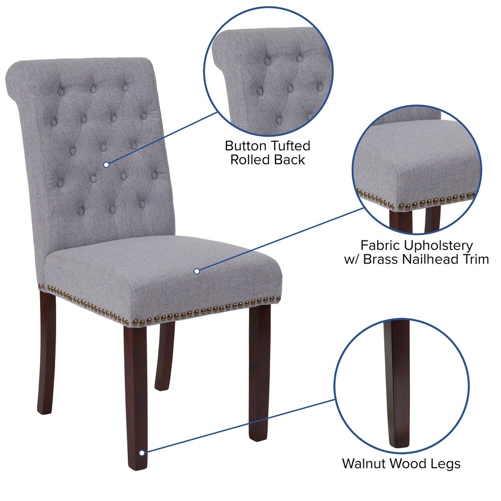 Button tufted Wood Parsons Chair