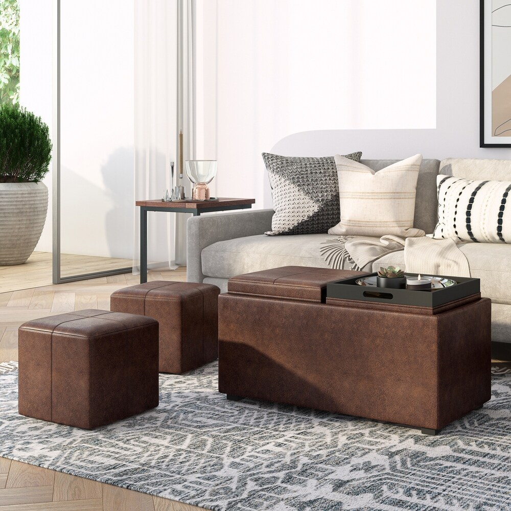 WYNDENHALL Franklin Upholstered 3 piece Ottoman Set