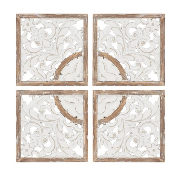 4pc Arwen Medallion Wood Decorative Wall Set Natural white Madison Park