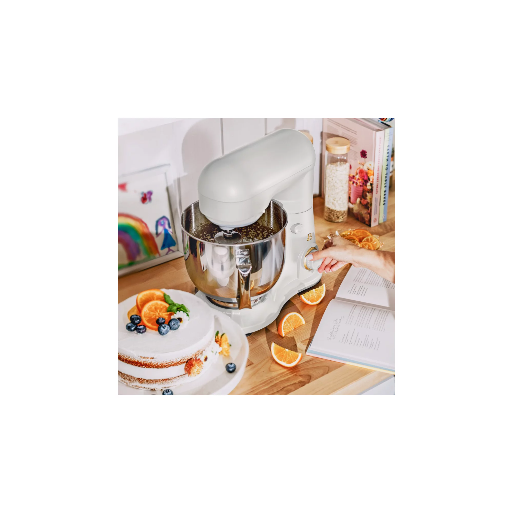 Beautiful 5.3QT Capacity Lightweight and Powerful Tilt-Head Stand Mixer， White Icing by Drew Barrymore