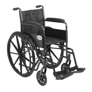 Drive Medical Silver Sport 2 Wheelchair with Fixed Arms Swing Away Footrests and 18 in. Seat ssp218fa-sf