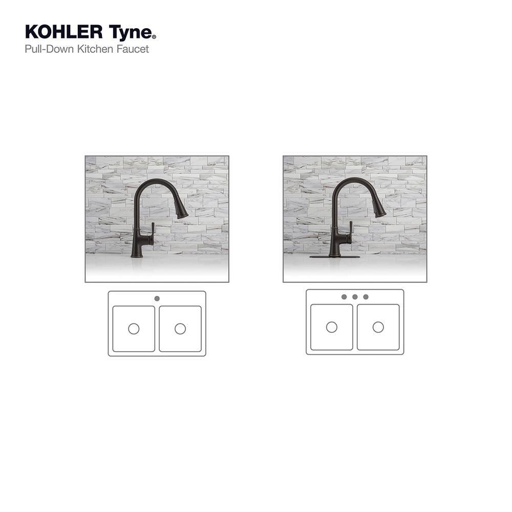 KOHLER Tyne Single-Handle Pull-Down Sprayer Kitchen Faucet in Oil-Rubbed Bronze K-R21415-2BZ