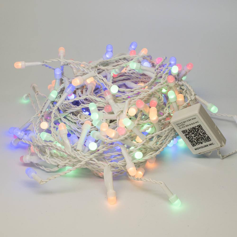 Novolink Bundle - 200 Light 8 mm Mini Globe Multi-Color Icicle LED String Light with Wireless Smart Control + 200 Light Add-on ICS-200-8-EXT-M