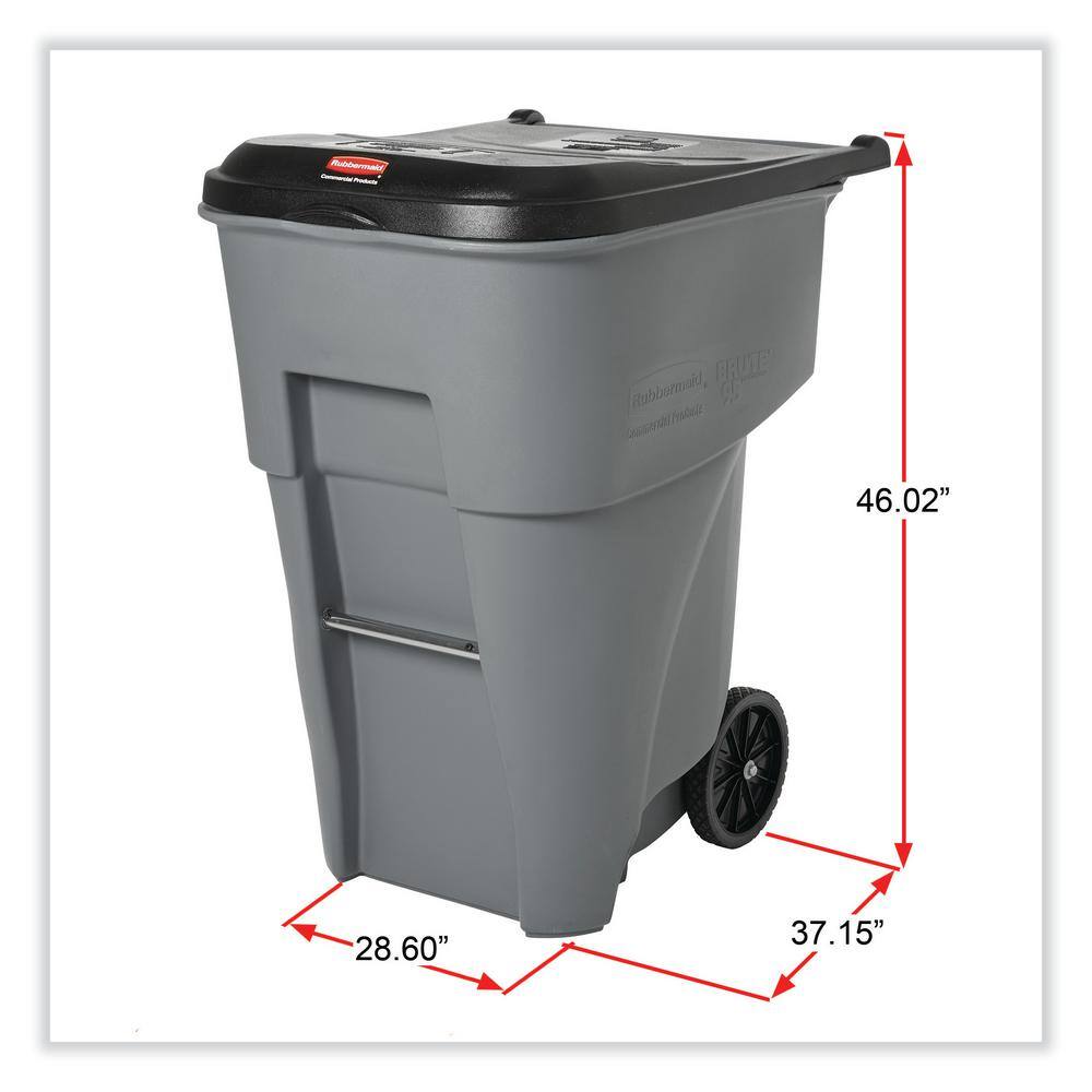 Rubbermaid Commercial Products Brute 95 Gal. Gray Polyethylene Rollout Heavy-Duty Waste Container RCP9W22GY