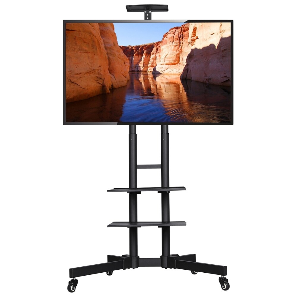 Yaheetech Height Adjustable Rolling TV Stand TV Cart for tvs 32'' 75''